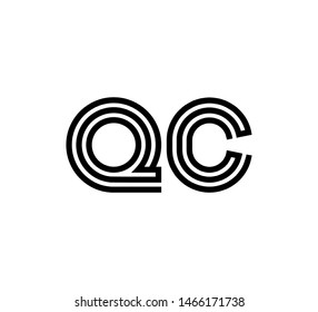 Initial two letter black line shape logo vector QC