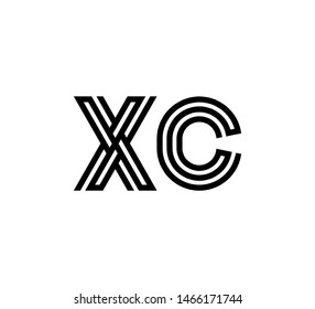 Initial two letter black line shape logo vector XC