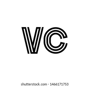Initial two letter black line shape logo vector VC