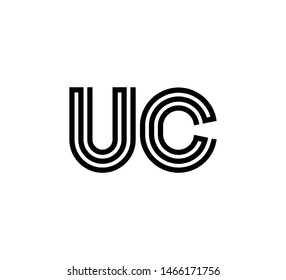 Initial two letter black line shape logo vector UC