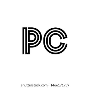 Initial two letter black line shape logo vector PC