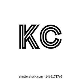 Initial two letter black line shape logo vector KC