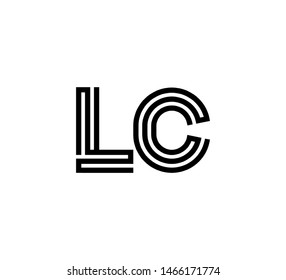 Initial two letter black line shape logo vector LC