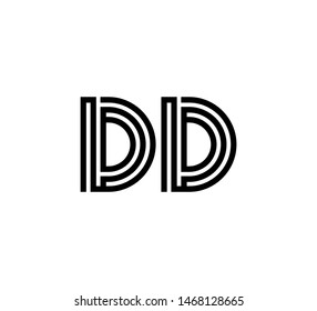 Initial two letter black line shape logo vector DD