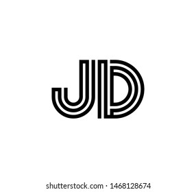Initial two letter black line shape logo vector JD