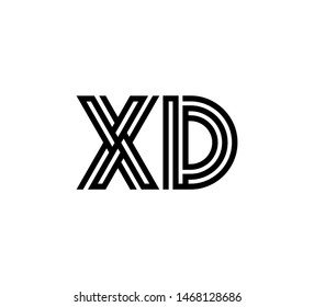 Initial two letter black line shape logo vector XD