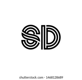 Initial two letter black line shape logo vector SD
