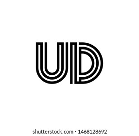 Initial two letter black line shape logo vector UD