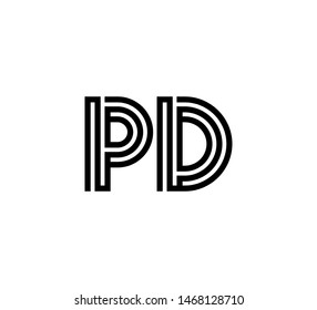 Initial two letter black line shape logo vector PD
