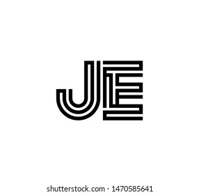 Initial two letter black line shape logo vector JE