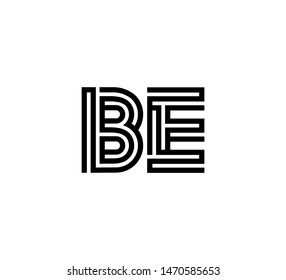 Initial two letter black line shape logo vector BE