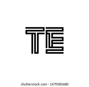 Initial two letter black line shape logo vector TE
