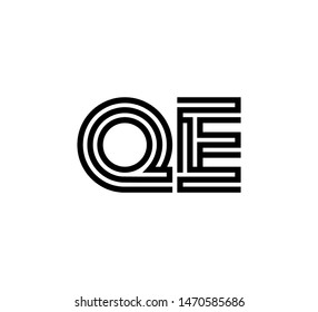 Initial two letter black line shape logo vector QE