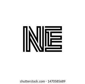 Initial two letter black line shape logo vector NE