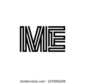 Initial two letter black line shape logo vector ME