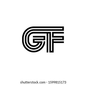 Initial two letter black line shape logo vector GF