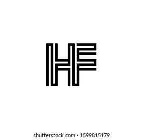 Initial two letter black line shape logo vector HF