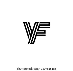 Initial two letter black line shape logo vector YF