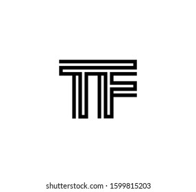 Initial two letter black line shape logo vector TF