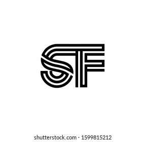 Initial two letter black line shape logo vector SF