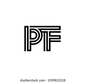 Initial two letter black line shape logo vector PF