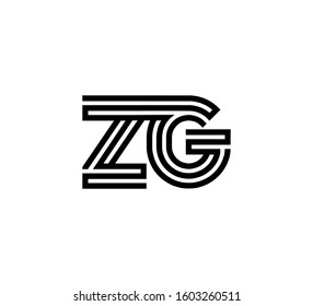 Initial two letter black line shape logo vector ZG