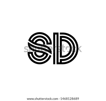 Initial two letter black line shape logo vector SD