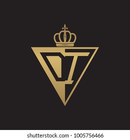 initial two letter half logo triangle gold