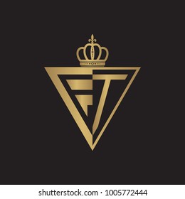 initial two letter half logo triangle gold