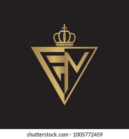 initial two letter half logo triangle gold