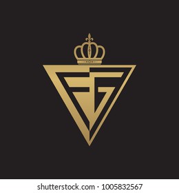 initial two letter half logo triangle gold