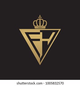 initial two letter half logo triangle gold