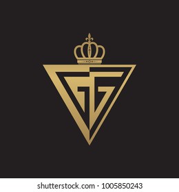 initial two letter half logo triangle gold