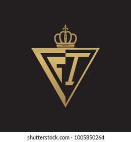 initial two letter half logo triangle gold