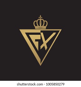 initial two letter half logo triangle gold