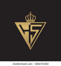 initial two letter half logo triangle gold