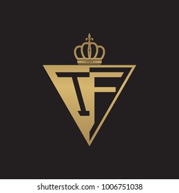 initial two letter half logo triangle gold