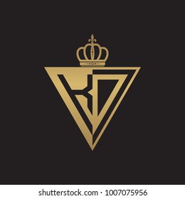 initial two letter half logo triangle gold