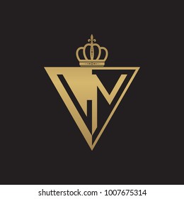 initial two letter half logo triangle gold