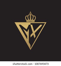 initial two letter half logo triangle gold