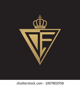 initial two letter half logo triangle gold