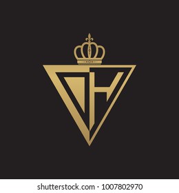 initial two letter half logo triangle gold