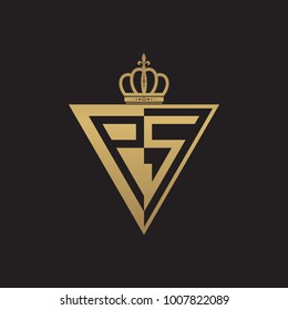 initial two letter half logo triangle gold