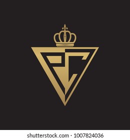 initial two letter half logo triangle gold