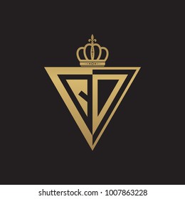initial two letter half logo triangle gold