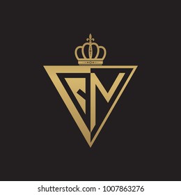 initial two letter half logo triangle gold