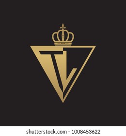 initial two letter half logo triangle gold