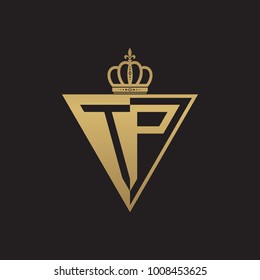 initial two letter half logo triangle gold