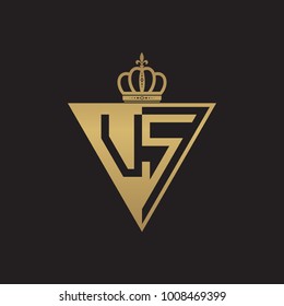initial two letter half logo triangle gold