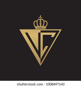 initial two letter half logo triangle gold